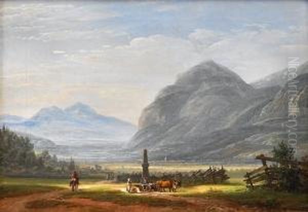 Landskap Ved Innsbruck 1823 Oil Painting by Johan Christian Clausen Dahl