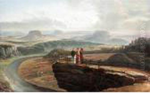 View From The Bastei, Dresden Oil Painting by Johan Christian Clausen Dahl