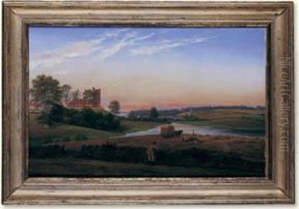 A View From Bavnebakken Near Sor Oil Painting by Johan Christian Clausen Dahl