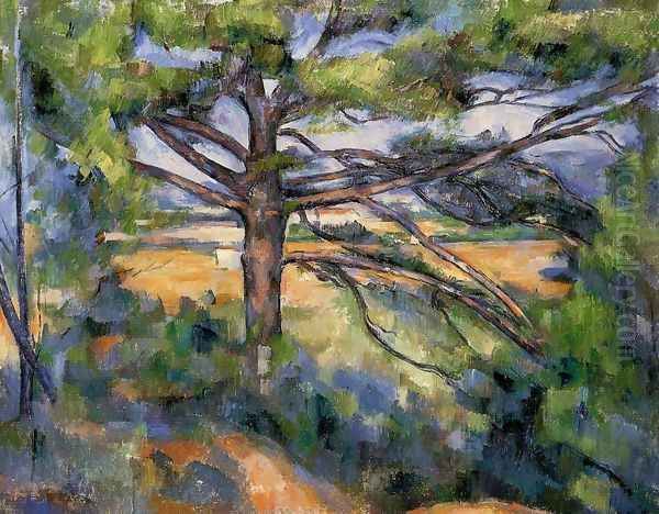 Large Pine And Red Earth Oil Painting by Paul Cezanne