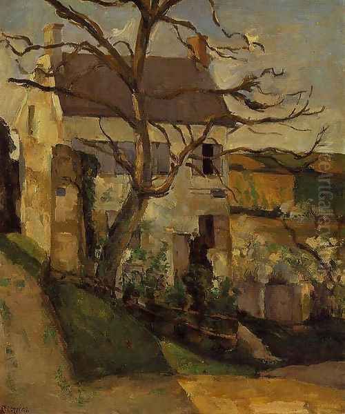 House And Tree The Hermitage Pontoise Oil Painting by Paul Cezanne