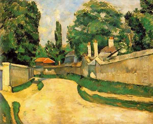 Houses Along A Road Oil Painting by Paul Cezanne