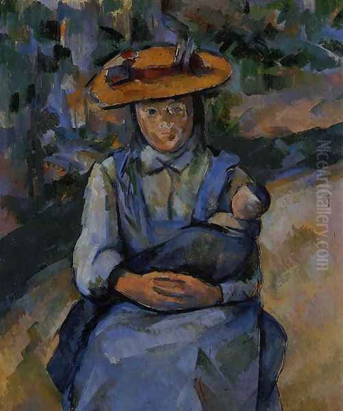 Little Girl With A Doll Oil Painting by Paul Cezanne