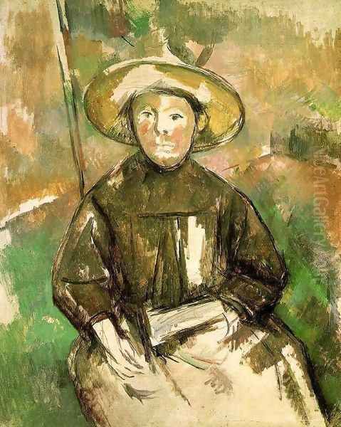 Child With Straw Hat 2 Oil Painting by Paul Cezanne