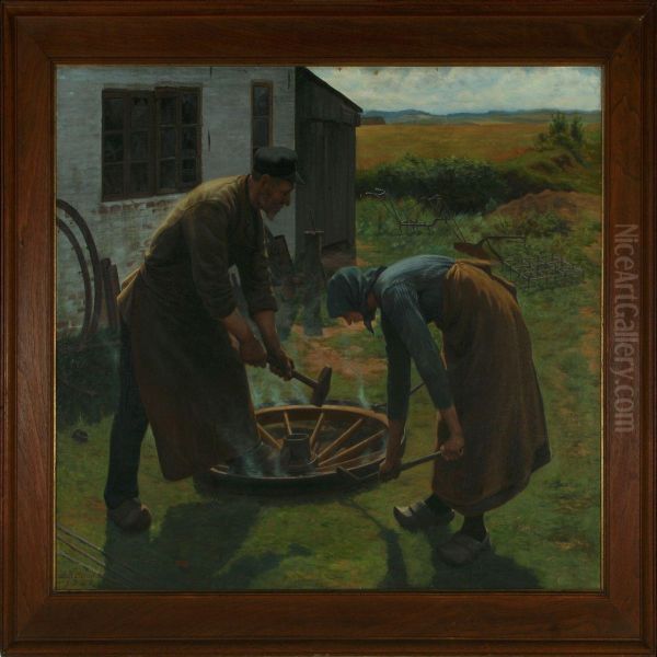 At The Blacksmith Oil Painting by Gustaf Adolf Clemens