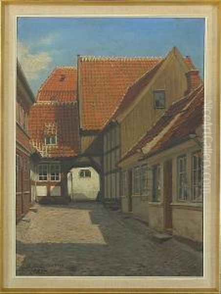 Streetscene Oil Painting by Gustaf Adolf Clemens