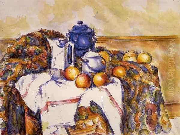 Still Life With Blue Pot Oil Painting by Paul Cezanne