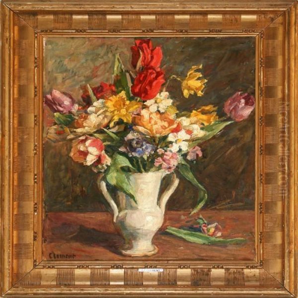 Flowers In A Vase Oil Painting by Gad Frederik Clement