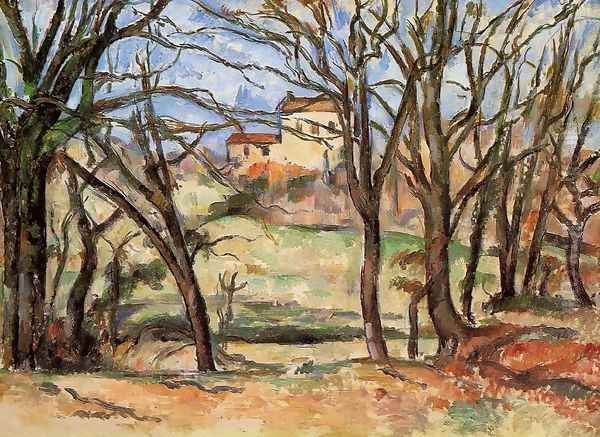 House Behind Trees On The Road To Tholonet Oil Painting by Paul Cezanne