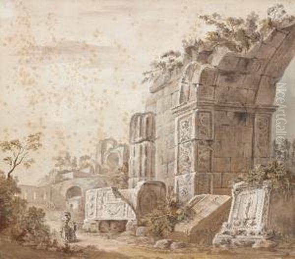 Ruines Animees Oil Painting by Charles Louis Clerisseau