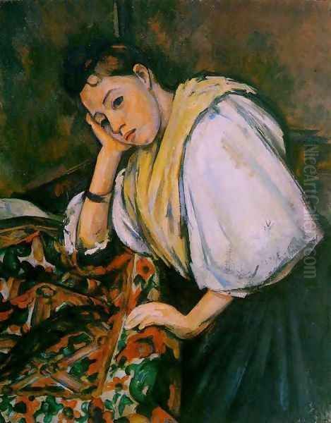 Young Italian Girl Resting On Her Elbow Oil Painting by Paul Cezanne