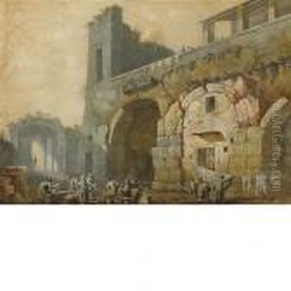 Anfiteatro Flavio A Pozzuoli Oil Painting by Charles Louis Clerisseau