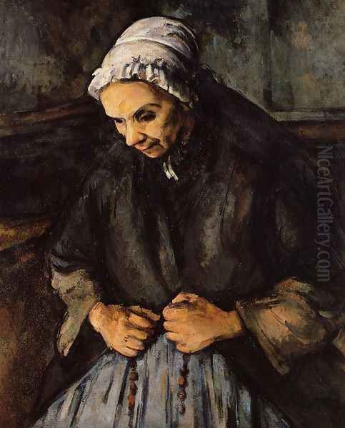 Old Woman With A Rosary Oil Painting by Paul Cezanne