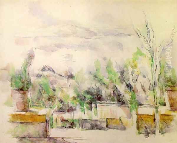 The Garden Terrace At Les Lauves Oil Painting by Paul Cezanne