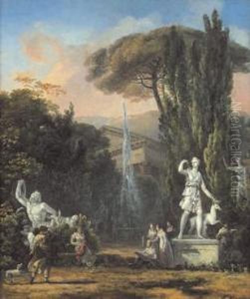 Capriccio Romano Oil Painting by Charles Louis Clerisseau