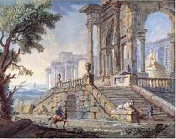 Architecture De Fantaisie Oil Painting by Charles Louis Clerisseau