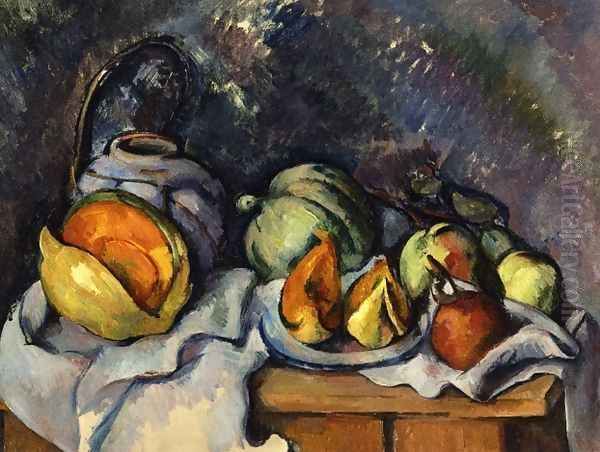 Still Life with Fruit and a Pot of Ginger Oil Painting by Paul Cezanne