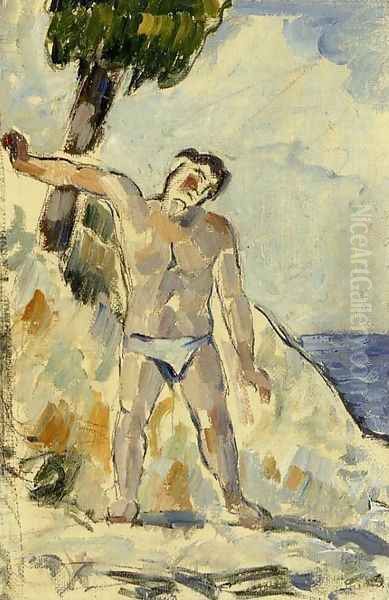 Bather With Arms Spread Oil Painting by Paul Cezanne