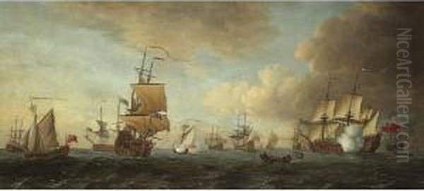 The British Fleet At Sea, 1688 Oil Painting by John the Younger Cleveley