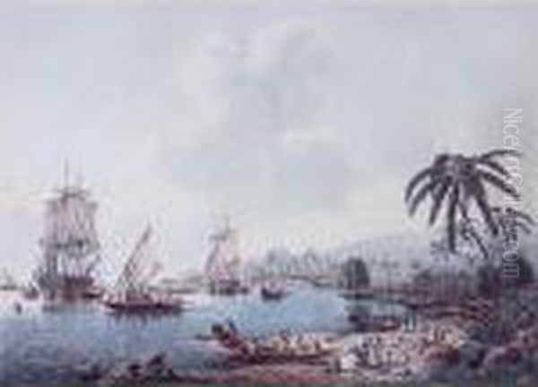 Views Of The South Seas: View Of
 Huaheine, One Of The Society Islands; View Of Morea, One Of The 
Friendly Islands; View Of Charlotte Sound In New Zealand [sic: Actually 
View In Matavai Bay, Tahiti]; View Of Owhyhee, One Of The Sandwich 
Islands [so Oil Painting by John the Younger Cleveley