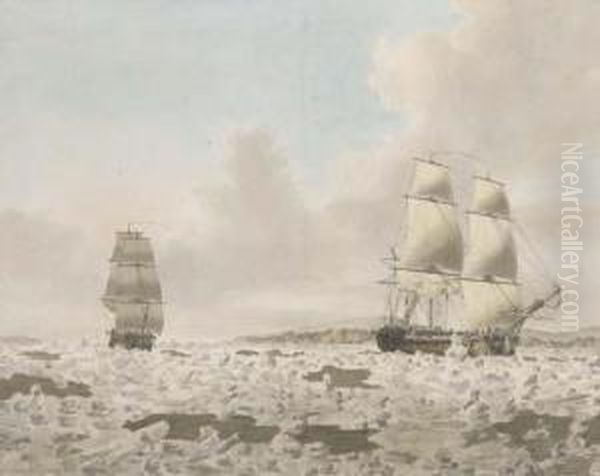 H.m.s. Carcass With The Young Nelson Aboard Oil Painting by John the Younger Cleveley