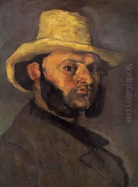 Man In A Straw Hat Oil Painting by Paul Cezanne