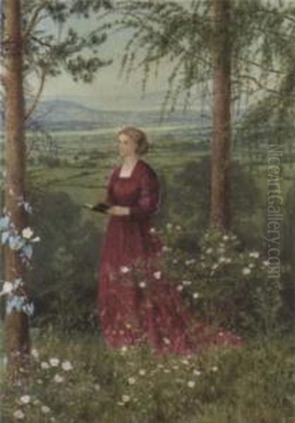 Lady With A Psalter Oil Painting by Edward Clifford