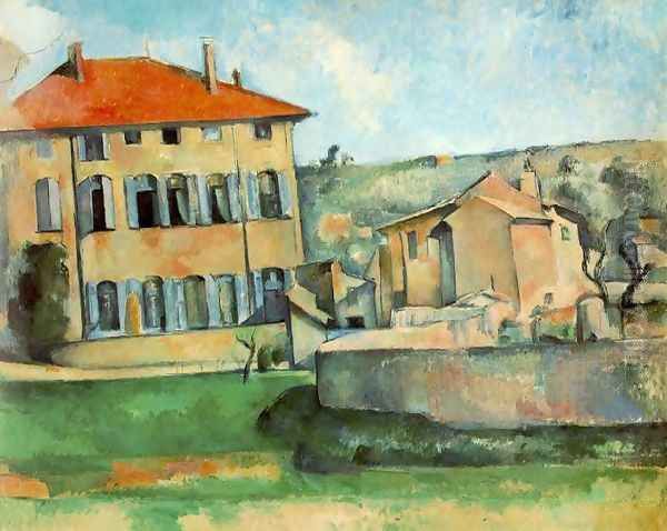 House And Farm At Jas De Bouffan Oil Painting by Paul Cezanne