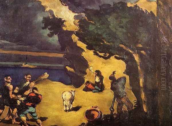 The Robbers And The Donkey Oil Painting by Paul Cezanne