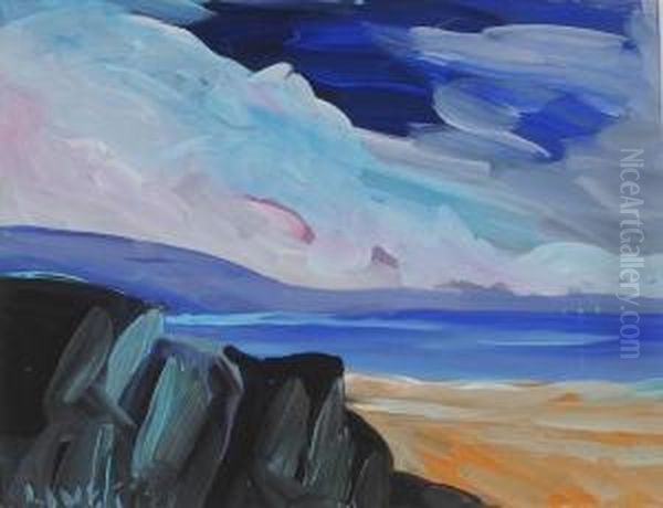 Outcropping At The Shore #182 Oil Painting by Merton Clivette