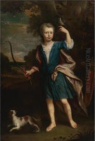 Portrait Of A Boy, Said To Be George Caldecott Oil Painting by Johann Closterman