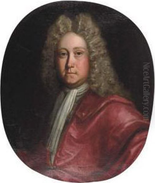 Portrait Of William Rawson Of Bolling, Bust-length, In Red Robesand White Stock Oil Painting by Johann Closterman