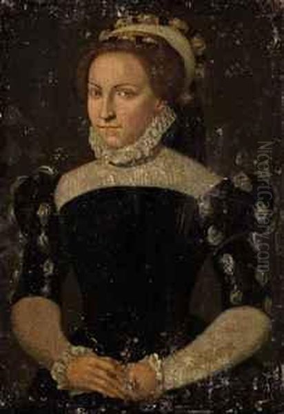 Portrait Of A Lady, Half-length, In A Black Dress Oil Painting by Francois Clouet