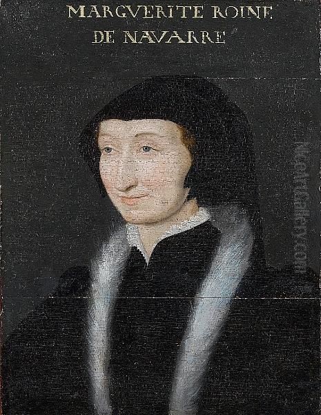 Portrait Of Anne Of Angouleme, 
Bust-length, In Black Costume With A Fur-trimmed Gown And A White Lace 
Ruff Oil Painting by Francois Clouet