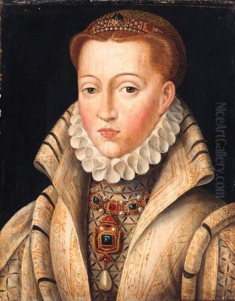 Portrait Of A Lady, Previously 
Identified As Lady Jane Grey,quarter-length, In A Gold-embroidered Coif 
And White Ruff Oil Painting by Francois Clouet