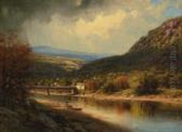 A View Of The Bridge Oil Painting by George Lafayette Clough