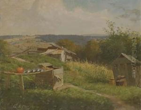 Landscape With Pumpkin Oil Painting by George Lafayette Clough