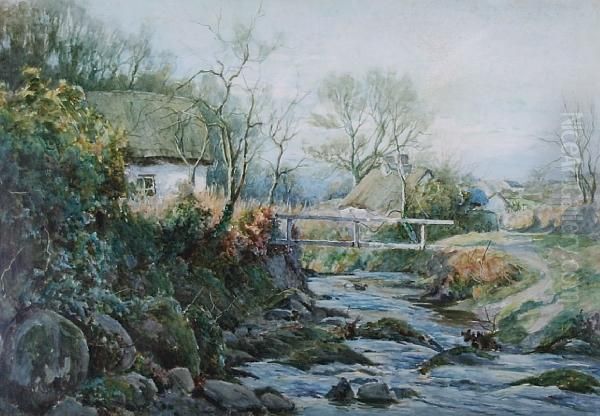 The Village Stream, Glan Conwy Oil Painting by Tom Clough