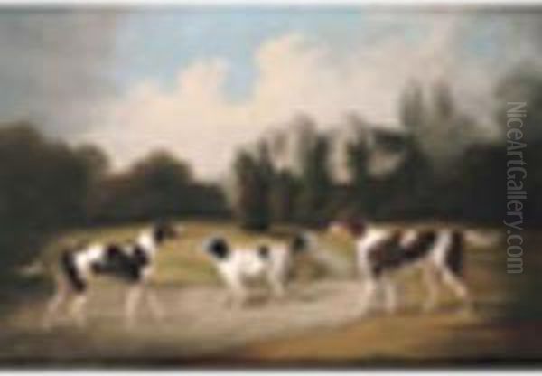 Sportingdogs In The Grounds Of A Country House Oil Painting by Daniel Clowes