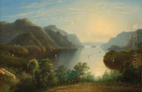 View On The Hudson Oil Painting by Edmund C. Coates