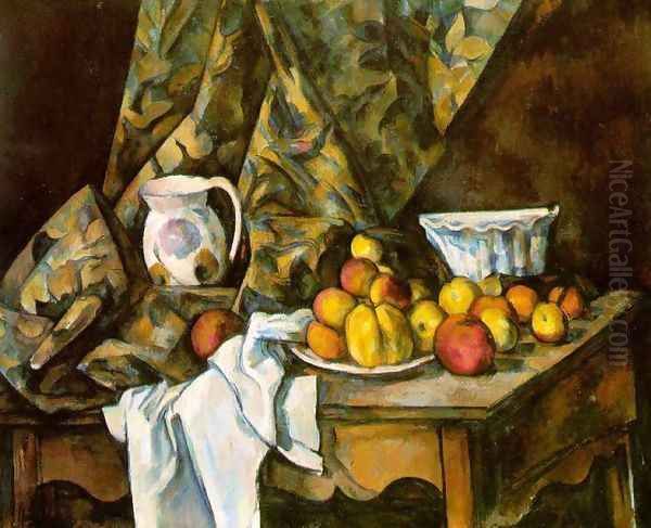 Still Life With Flower Holder Oil Painting by Paul Cezanne