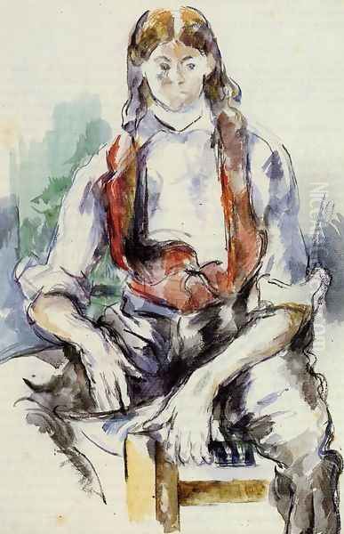 Boy In A Red Vest5 Oil Painting by Paul Cezanne