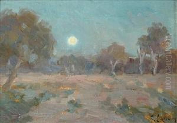 Moonrise At Sunset Oil Painting by Frank Coburn