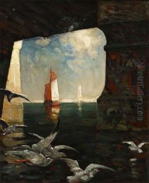 Under The Bridge Oil Painting by Frank Coburn