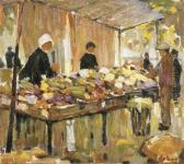 The Chinese Market Oil Painting by Frank Coburn