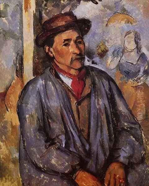 Peasant In A Blue Smock Oil Painting by Paul Cezanne