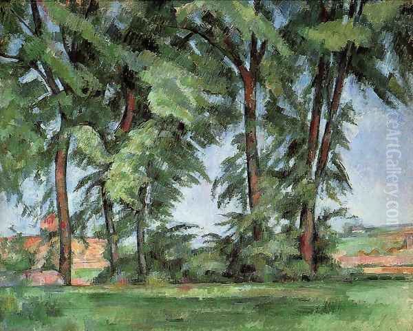 Tall Trees At The Jas De Bouffan Oil Painting by Paul Cezanne