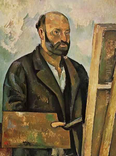 Self Portrait With Palette Oil Painting by Paul Cezanne