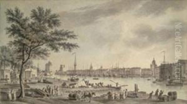 Le Port De La Rochelle Oil Painting by Charles-Nicolas I Cochin