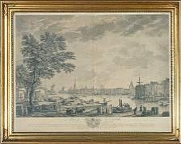 Le Port De La Rochelle, Vu De La Petitte Rive Oil Painting by Charles-Nicolas I Cochin